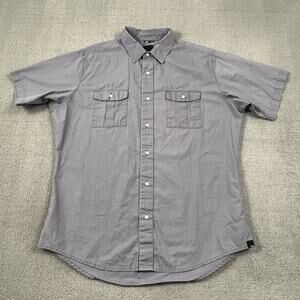 Krew Shirt Adult Extra Large Gray Button Up Short Sleeve Casual Streetwear Men's